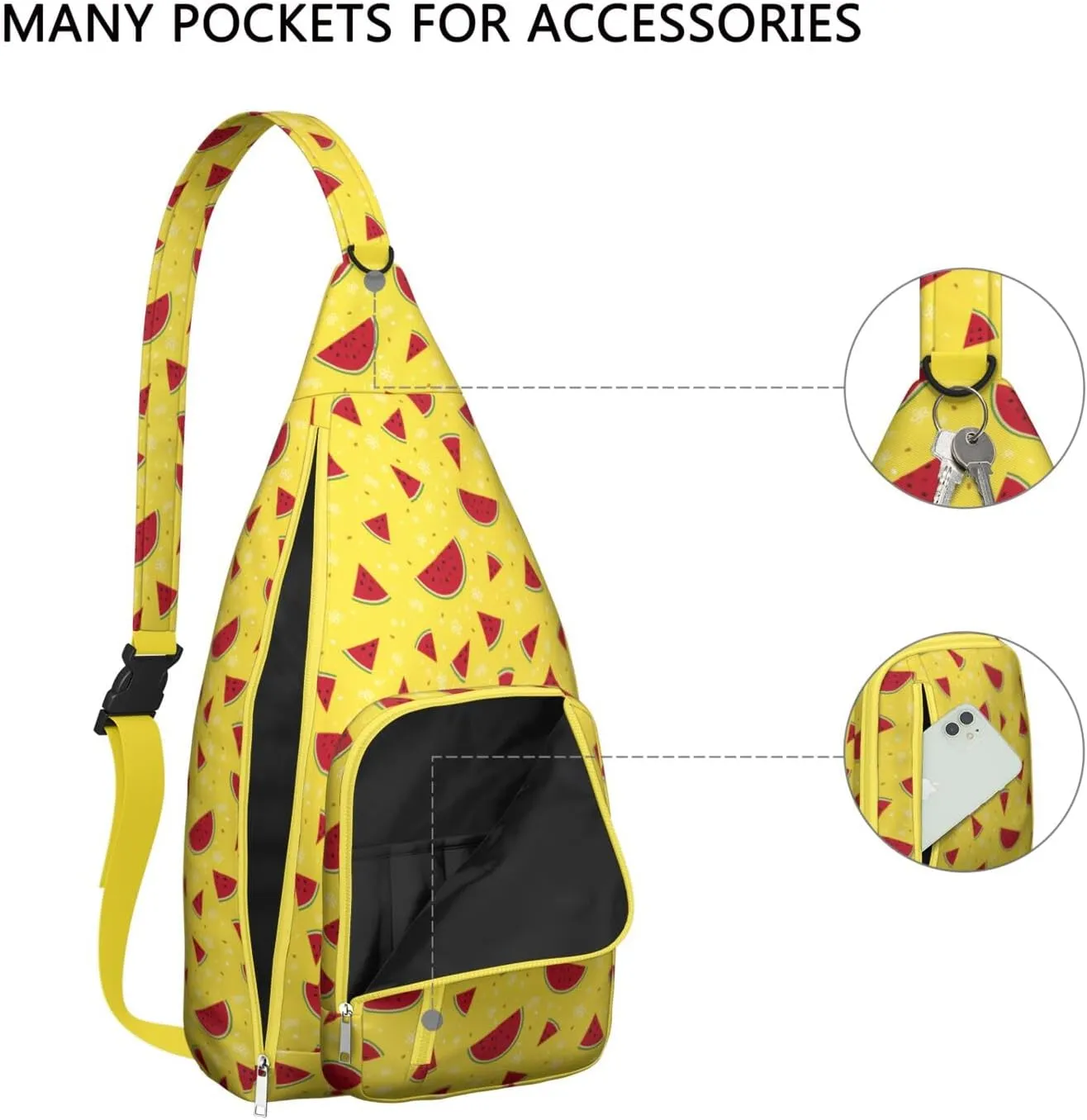 Shoulder Sling Crossbody Casual Chest Bag For Travel Sports Running,Backpack for Men & Women Lightweight Sports BagCrossbody Concealed Carry,Watermelon Shoulder Bag Waterproof Chest Bag
