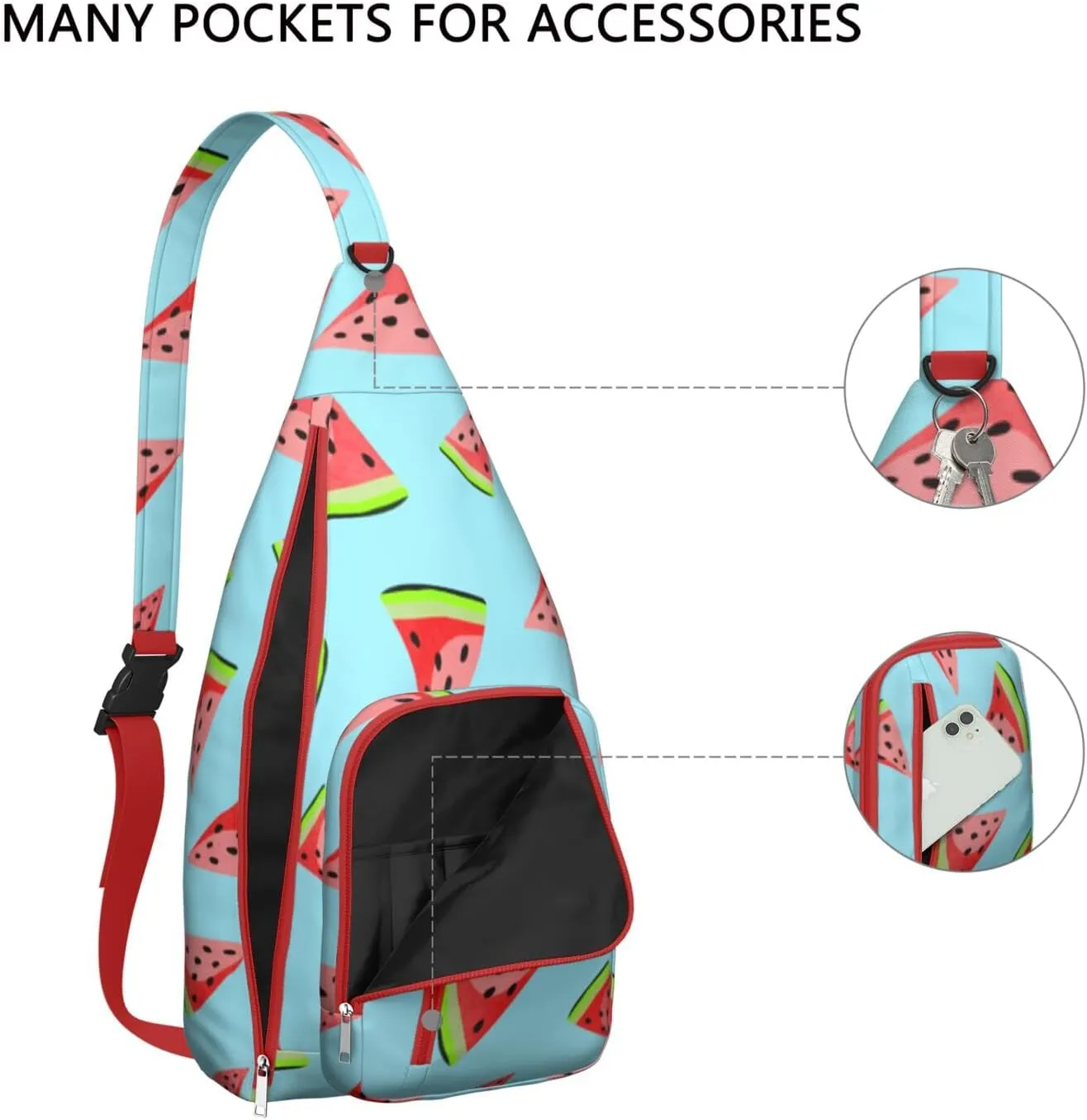 Shoulder Sling Crossbody Casual Chest Bag For Travel Sports Running,Backpack for Men & Women Lightweight Sports BagCrossbody Concealed Carry,Watermelon Shoulder Bag Waterproof Chest Bag