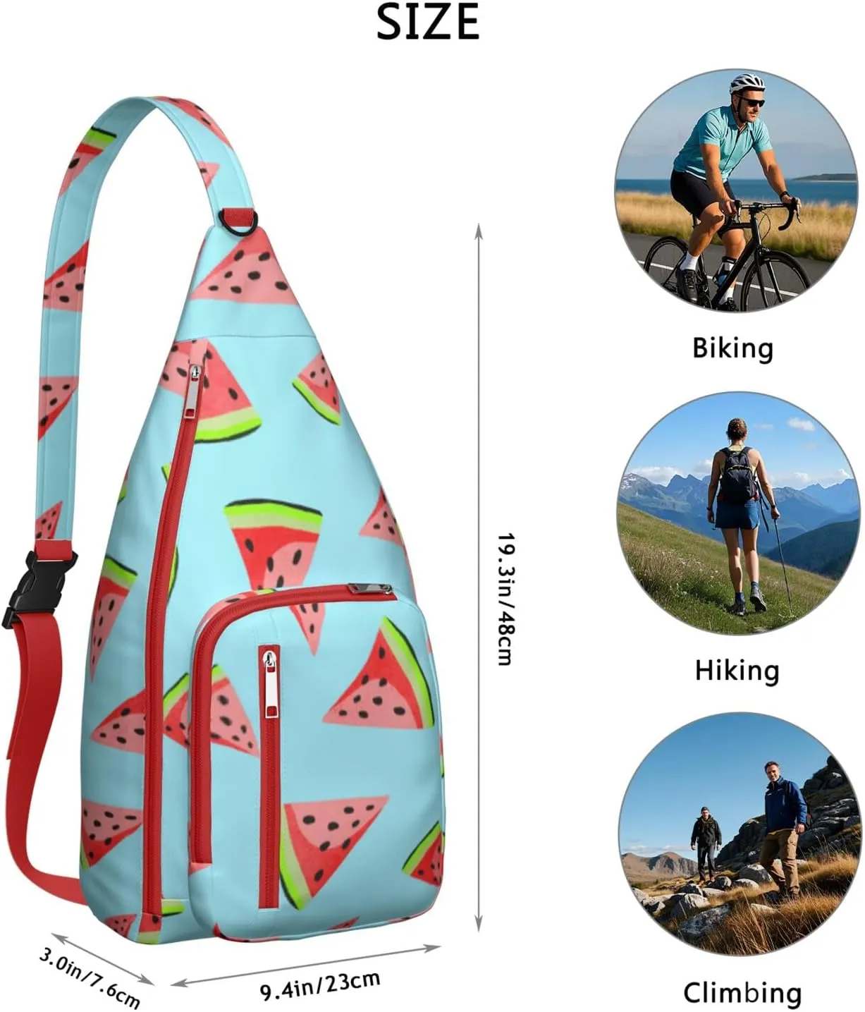 Shoulder Sling Crossbody Casual Chest Bag For Travel Sports Running,Backpack for Men & Women Lightweight Sports BagCrossbody Concealed Carry,Watermelon Shoulder Bag Waterproof Chest Bag