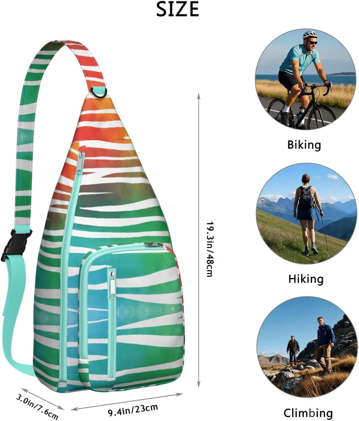 Shoulder Sling Crossbody Casual Chest Bag For Travel Sports Running,Backpack for Men & Women Lightweight Sports BagCrossbody Concealed Carry,Zebra Shoulder Bag Waterproof Chest Bag