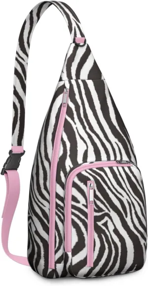 Shoulder Sling Crossbody Casual Chest Bag For Travel Sports Running,Backpack for Men & Women Lightweight Sports BagCrossbody Concealed Carry,Zebra Shoulder Bag Waterproof Chest Bag