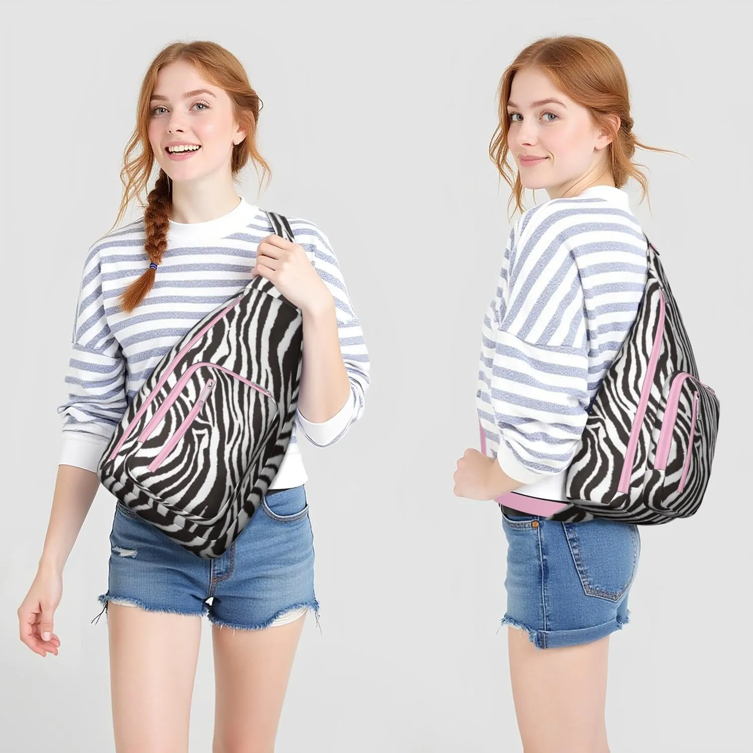 Shoulder Sling Crossbody Casual Chest Bag For Travel Sports Running,Backpack for Men & Women Lightweight Sports BagCrossbody Concealed Carry,Zebra Shoulder Bag Waterproof Chest Bag