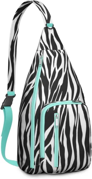 Shoulder Sling Crossbody Casual Chest Bag For Travel Sports Running,Backpack for Men & Women Lightweight Sports BagCrossbody Concealed Carry,Zebra Shoulder Bag Waterproof Chest Bag