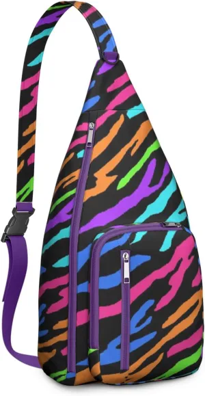 Shoulder Sling Crossbody Casual Chest Bag For Travel Sports Running,Backpack for Men & Women Lightweight Sports BagCrossbody Concealed Carry,Zebra Shoulder Bag Waterproof Chest Bag