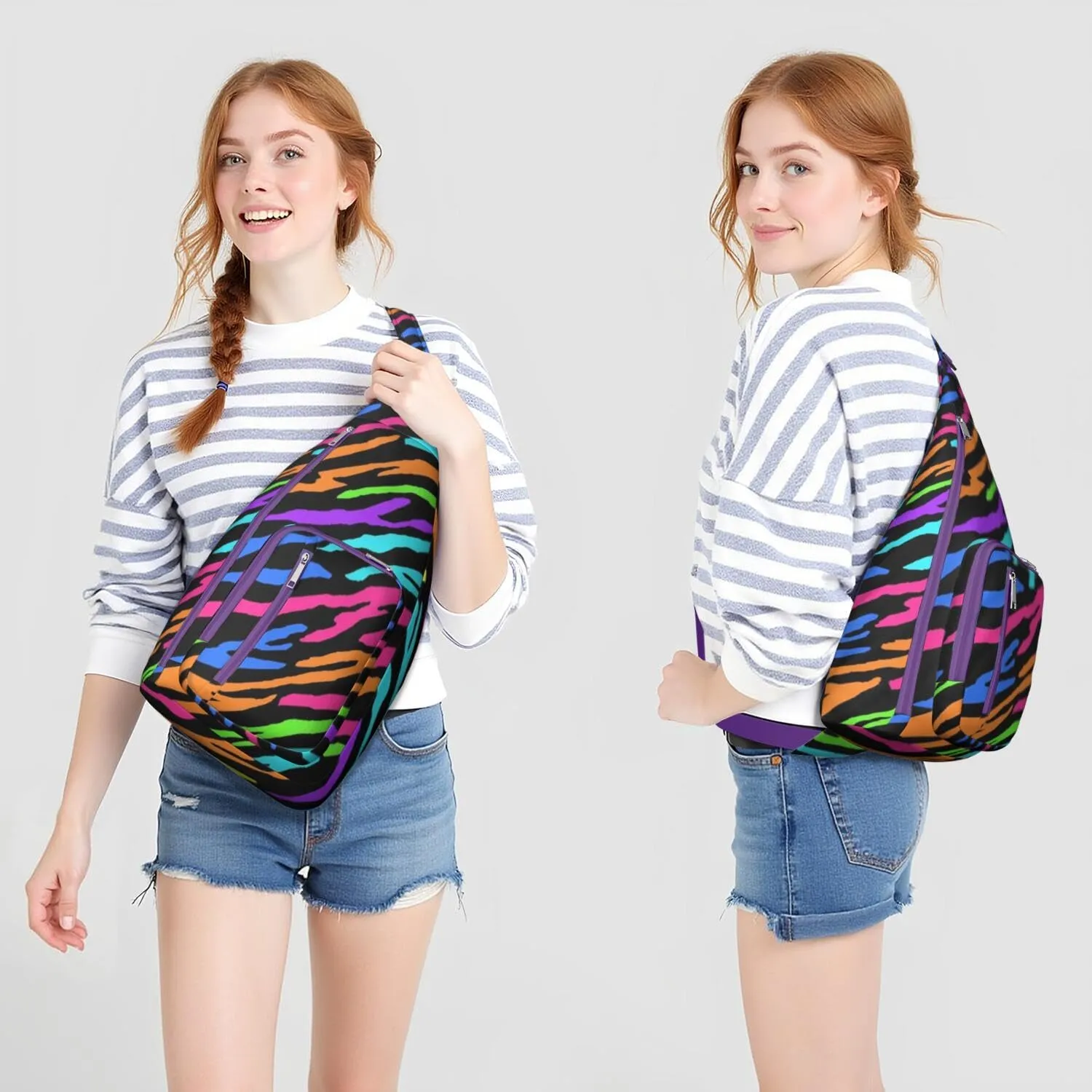 Shoulder Sling Crossbody Casual Chest Bag For Travel Sports Running,Backpack for Men & Women Lightweight Sports BagCrossbody Concealed Carry,Zebra Shoulder Bag Waterproof Chest Bag