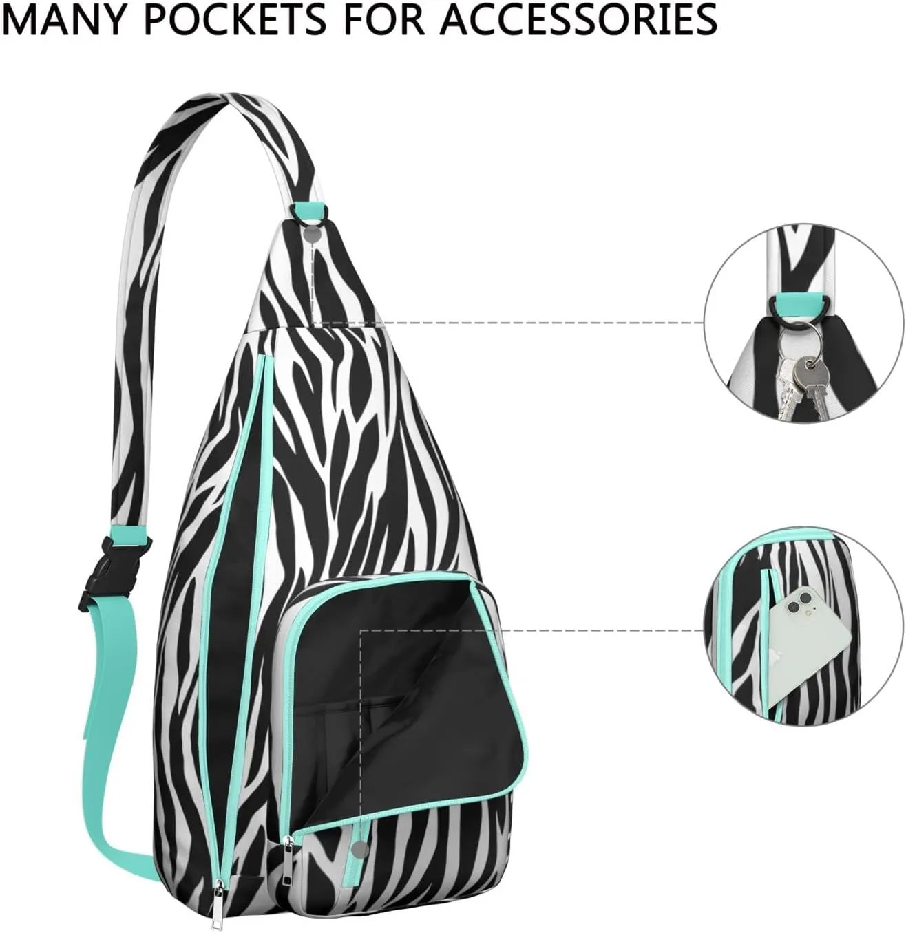 Shoulder Sling Crossbody Casual Chest Bag For Travel Sports Running,Backpack for Men & Women Lightweight Sports BagCrossbody Concealed Carry,Zebra Shoulder Bag Waterproof Chest Bag