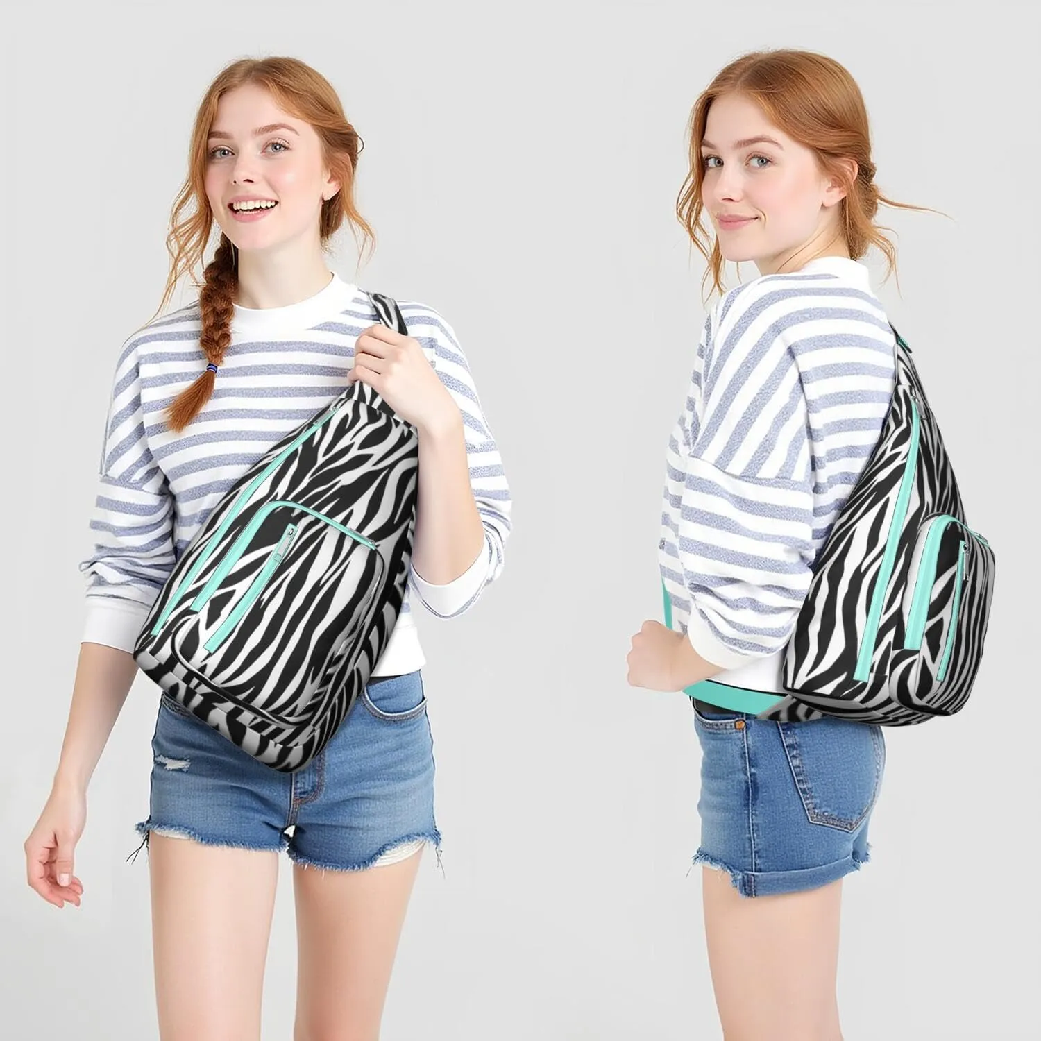 Shoulder Sling Crossbody Casual Chest Bag For Travel Sports Running,Backpack for Men & Women Lightweight Sports BagCrossbody Concealed Carry,Zebra Shoulder Bag Waterproof Chest Bag