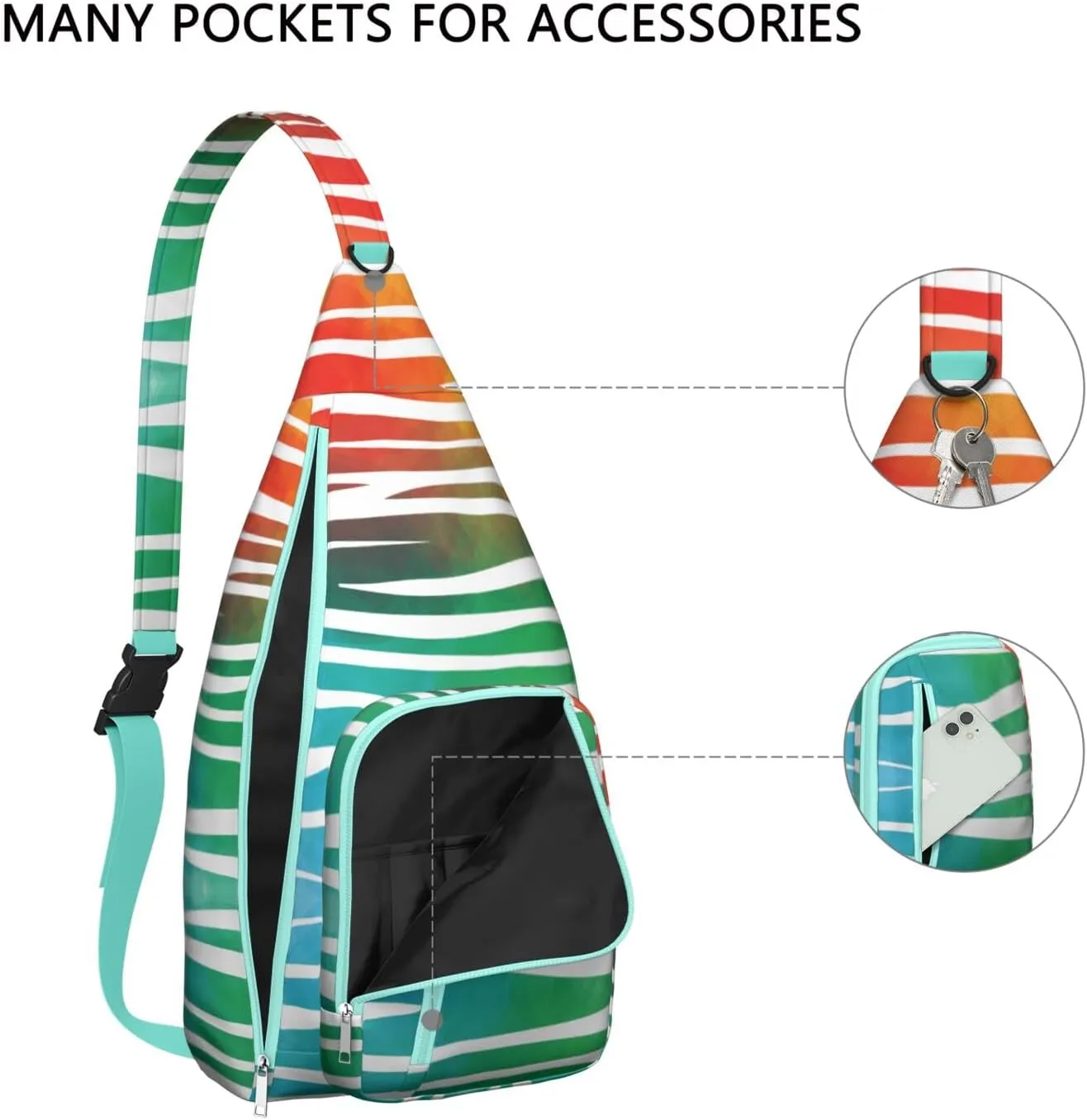 Shoulder Sling Crossbody Casual Chest Bag For Travel Sports Running,Backpack for Men & Women Lightweight Sports BagCrossbody Concealed Carry,Zebra Shoulder Bag Waterproof Chest Bag