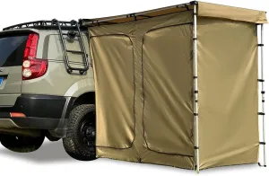 Shower Shelter Car Side Shower Tent Awning, Portable Outdoor Pop-Up Camping Shower Tent Enclosure Changing Room with Roof, 2 Rooms, Instant Tent for Camping (200X125X200cm)