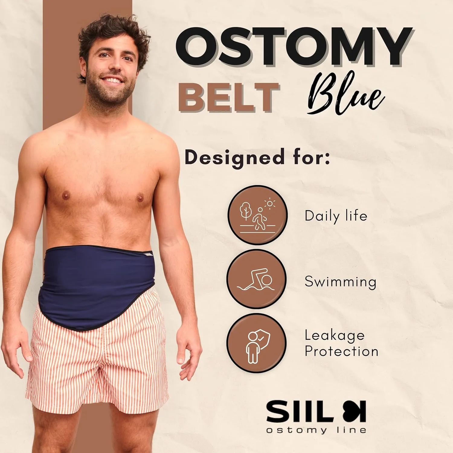 SIIL Ostomy Belt for Men & Women | FSA & FHA Approved | Premium Ostomy Bag Covers | Sports & Swimming | Colostomy Belts, Illeostomy Covers | Ostomy Wrap (Improved Zipper & Velcros) Made in EU
