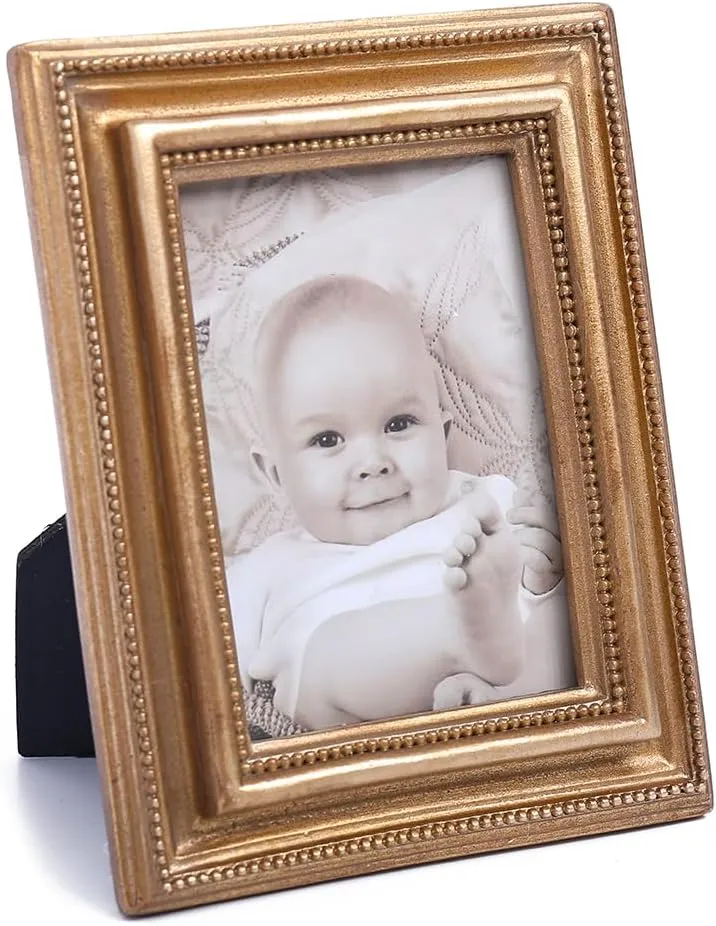 SIKOO 2.5x3.5 Vintage picture frames Small Picture Frame Wallet Size Picture frames 2.5 x 3.5 Mini Photo Frame Bronze Gold