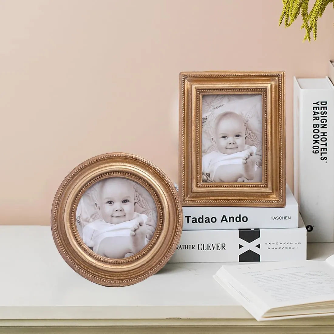 SIKOO 2.5x3.5 Vintage picture frames Small Picture Frame Wallet Size Picture frames 2.5 x 3.5 Mini Photo Frame Bronze Gold