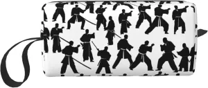 Silhouettes of Martial Arts print Travel Cosmetic Bag Gifts for Women Portable Make Up Bags for Women Mother Sister
