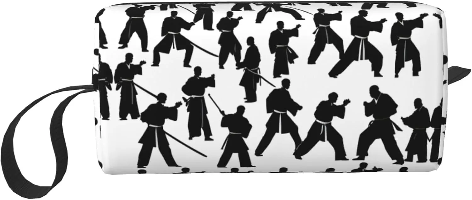 Silhouettes of Martial Arts print Travel Cosmetic Bag Gifts for Women Portable Make Up Bags for Women Mother Sister
