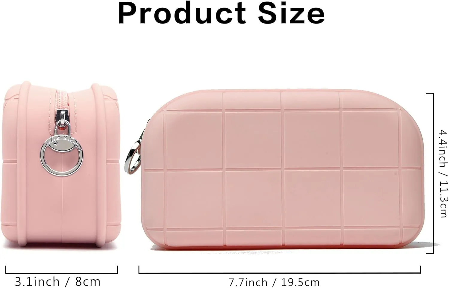 Silicone Makeup Bag Travel Cosmetic Bag Stuff Bag Makeup Pouch Cute Makeup Organizer Versatile Zipper Pouch for Women (Pink)