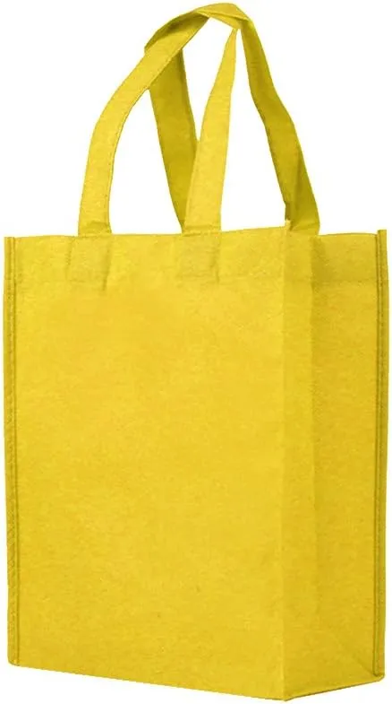 Simply Green Solutions - Plain Tote Bag, Thick Reusable Gift Bag with 16-Inch Handles, Use As Goodie Bags, Party Favor Bags, or Halloween Tote Bag, Yellow, Pack of 25