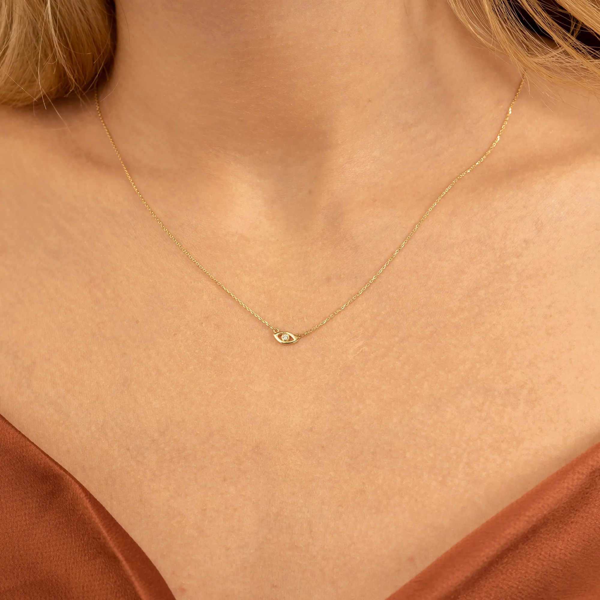 Single Diamond Lucky Eye Necklace, Elena