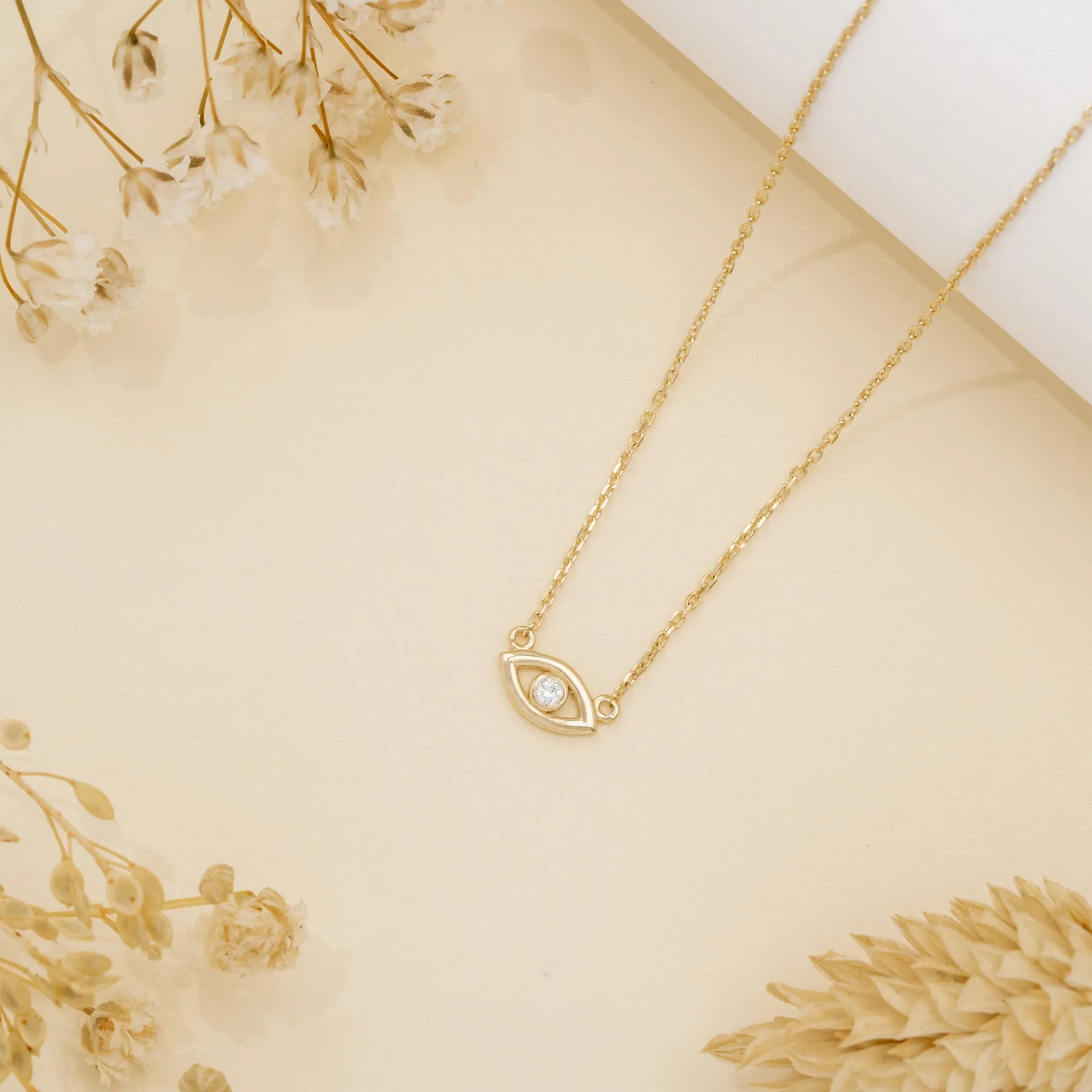 Single Diamond Lucky Eye Necklace, Elena