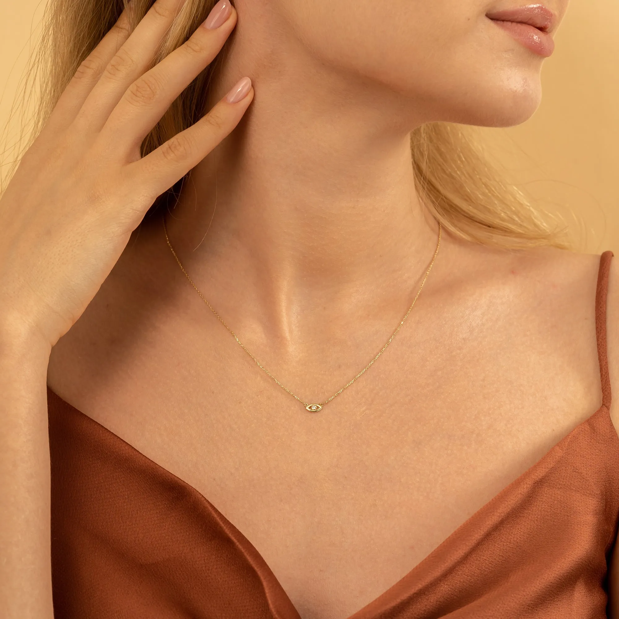 Single Diamond Lucky Eye Necklace, Elena