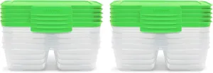 Sistema Nest It Meal Prep Food Storage Containers with Lids, 2 Compartments, 3.7 Cups, Plastic, 10-Pack, Green