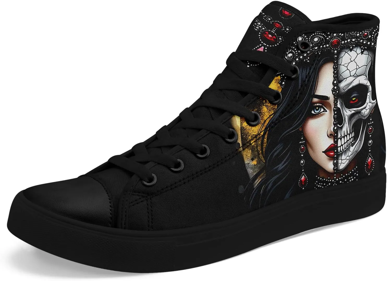 Skull Shoes for Women Men High Top Canvas Sneaker Punk Rock Joker Print Shoes Student Casual Walking Streetwear