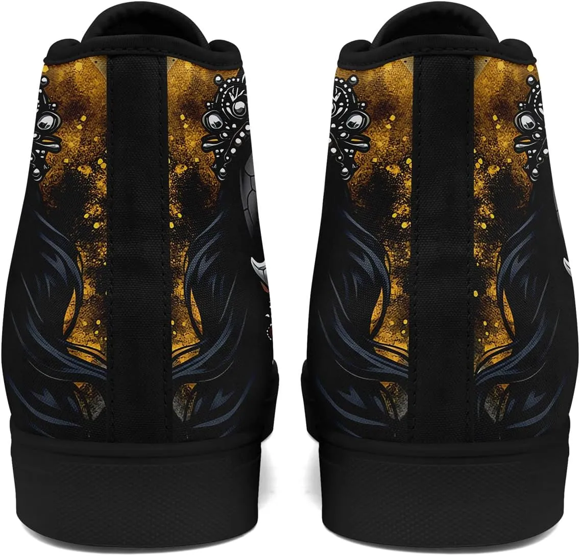 Skull Shoes for Women Men High Top Canvas Sneaker Punk Rock Joker Print Shoes Student Casual Walking Streetwear