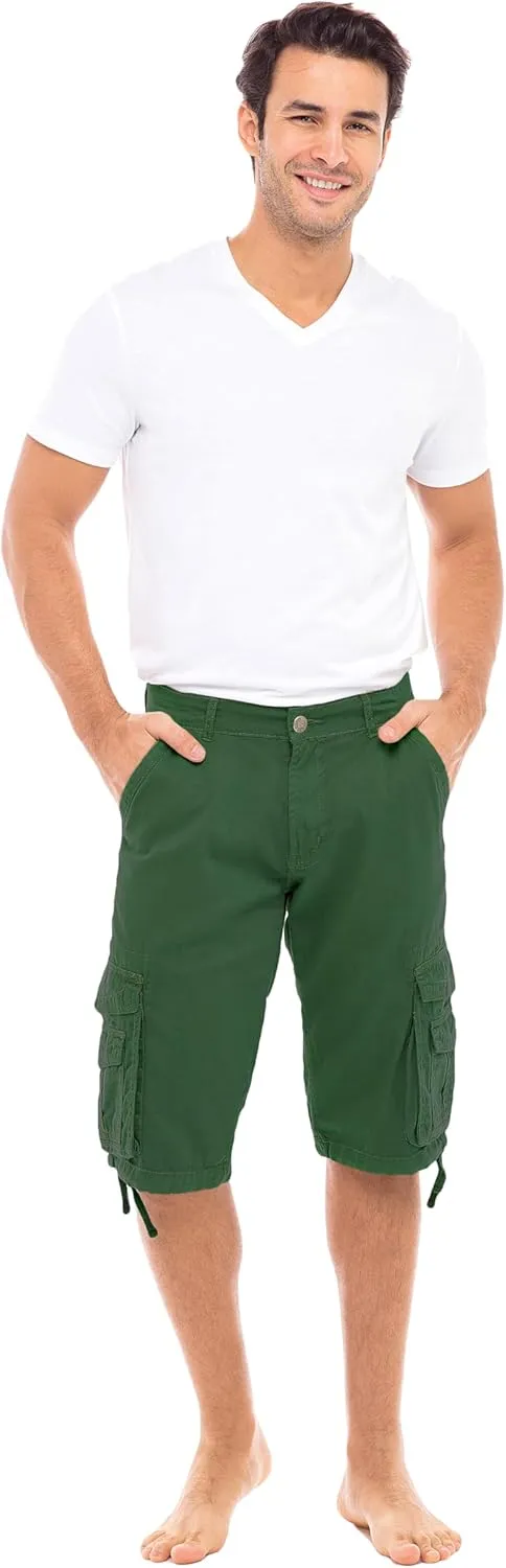 Skylinewears Men Cargo Shorts Classic Casual Cotton Multi-Pocket Work Hiking Fishing Below Knee Loose Fit Summer Shorts