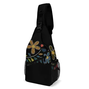 Sling Bag for Women Men Chest Bag Flowers Made of Dots Crossbody Bag Small Sling Backpack Daypack Packs/453