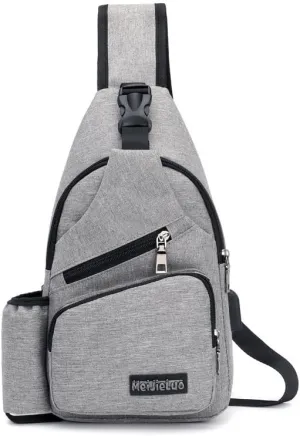 Small Chest Bag Pack Travel Sport Shoulder Sling Backpack Crossbody Bag (Grey)