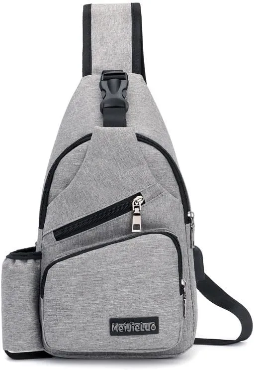 Small Chest Bag Pack Travel Sport Shoulder Sling Backpack Crossbody Bag (Grey)
