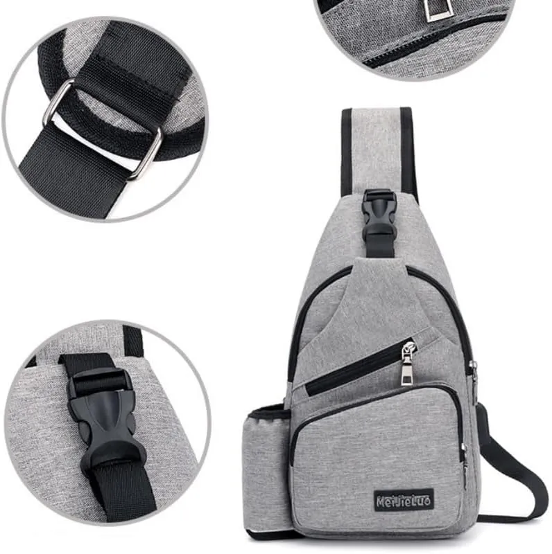 Small Chest Bag Pack Travel Sport Shoulder Sling Backpack Crossbody Bag (Grey)
