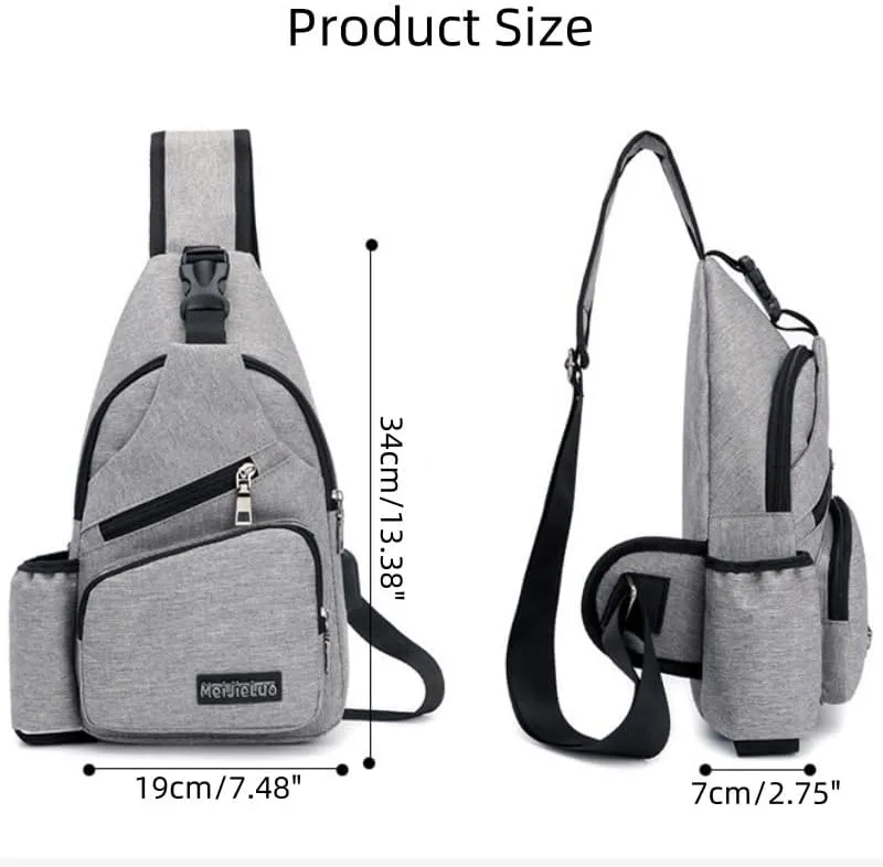 Small Chest Bag Pack Travel Sport Shoulder Sling Backpack Crossbody Bag (Grey)