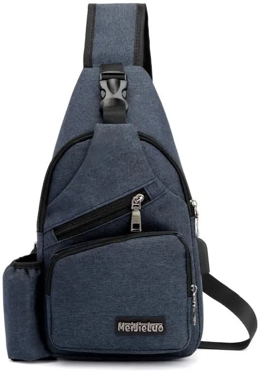 Small Chest Bag Pack Travel Sport Shoulder Sling Backpack Crossbody Bag (Navy)