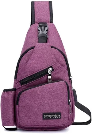 Small Chest Bag Pack Travel Sport Shoulder Sling Backpack Crossbody Bag (Purple)
