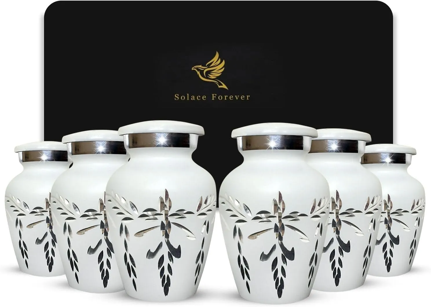 Small Cremation Urns for Ashes for Women & Men - Small Urn for Human Ashes Keepsake - Mini Urns for Adult Female & Male - Honor Your Loved One with Keepsake Urn (White, Set of 6)