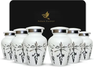 Small Cremation Urns for Ashes for Women & Men - Small Urn for Human Ashes Keepsake - Mini Urns for Adult Female & Male - Honor Your Loved One with Keepsake Urn (White, Set of 6)
