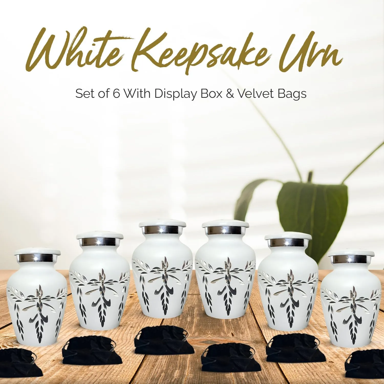 Small Cremation Urns for Ashes for Women & Men - Small Urn for Human Ashes Keepsake - Mini Urns for Adult Female & Male - Honor Your Loved One with Keepsake Urn (White, Set of 6)