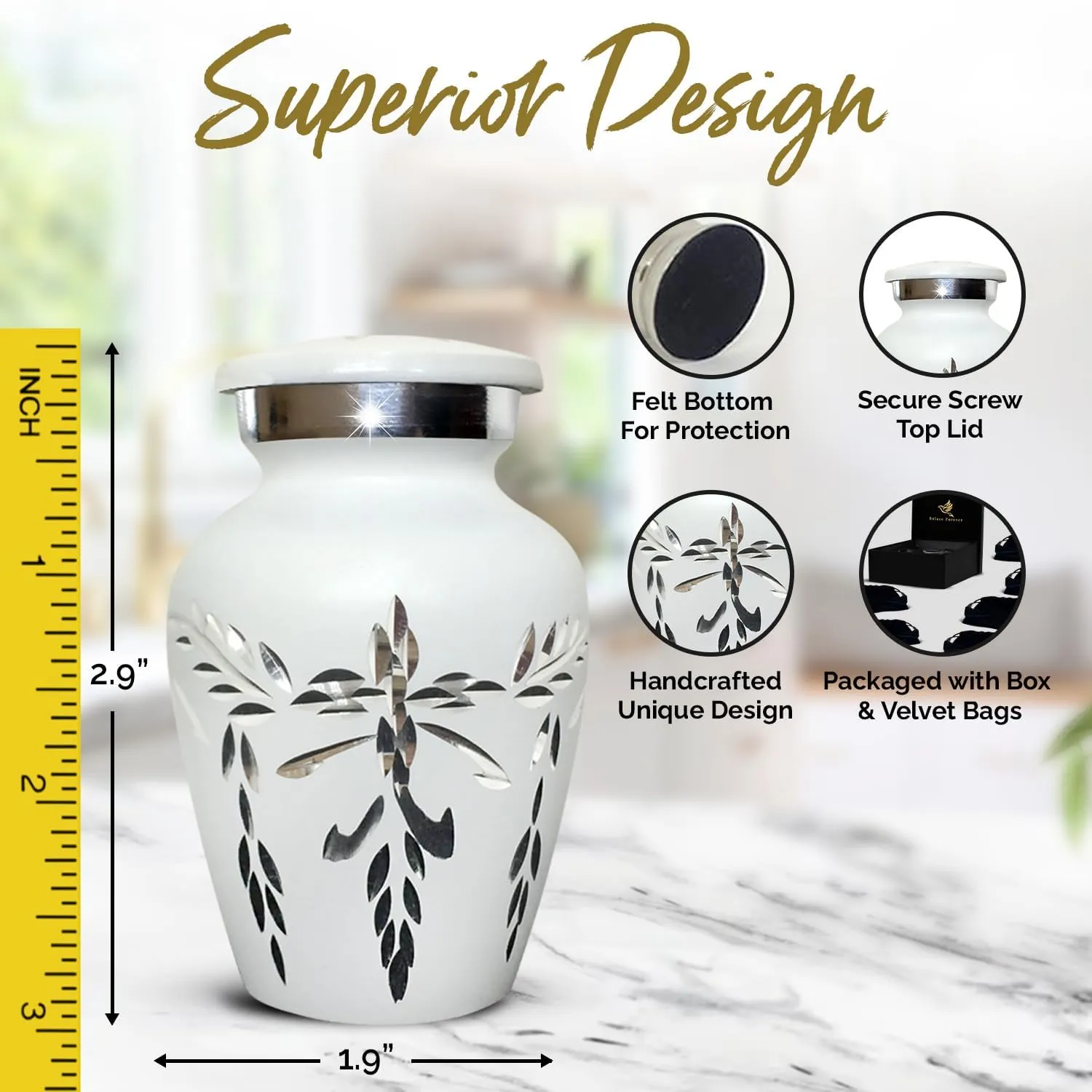 Small Cremation Urns for Ashes for Women & Men - Small Urn for Human Ashes Keepsake - Mini Urns for Adult Female & Male - Honor Your Loved One with Keepsake Urn (White, Set of 6)