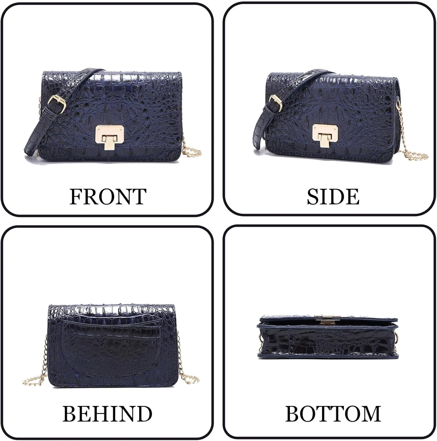 Small Crocodile Crossbody Cell Phone Purse for women Vegan Leather Clutch Wallet with Leather Shoulder Strap