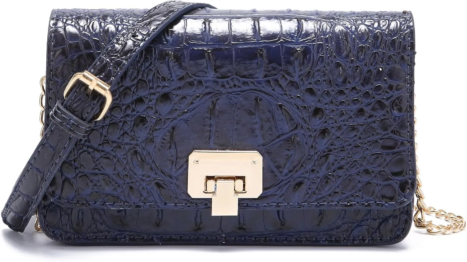 Small Crocodile Crossbody Cell Phone Purse for women Vegan Leather Clutch Wallet with Leather Shoulder Strap