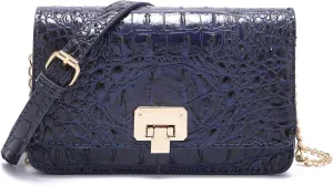 Small Crocodile Crossbody Cell Phone Purse for women Vegan Leather Clutch Wallet with Leather Shoulder Strap