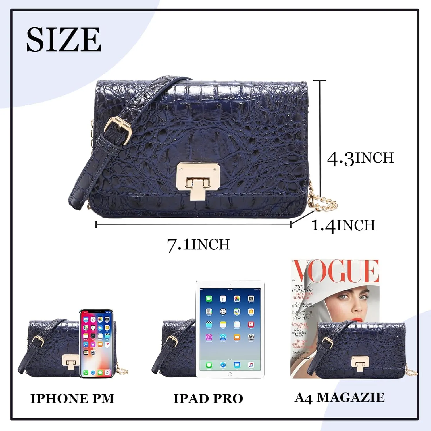 Small Crocodile Crossbody Cell Phone Purse for women Vegan Leather Clutch Wallet with Leather Shoulder Strap