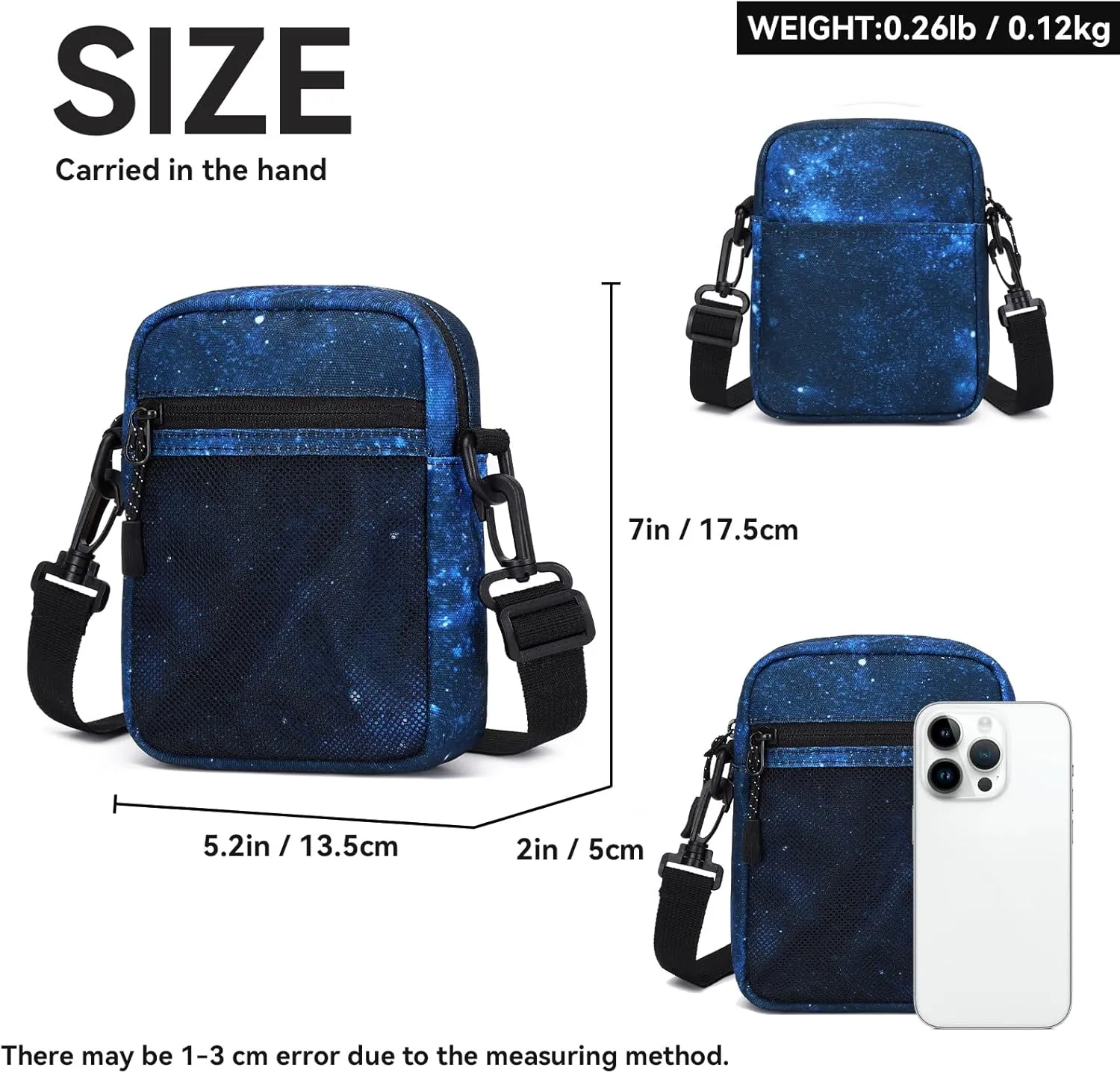 Small Cross-body Sling Bags for Men Women, Mini Messenger Bag Shoulder Pouch for Daily Use
