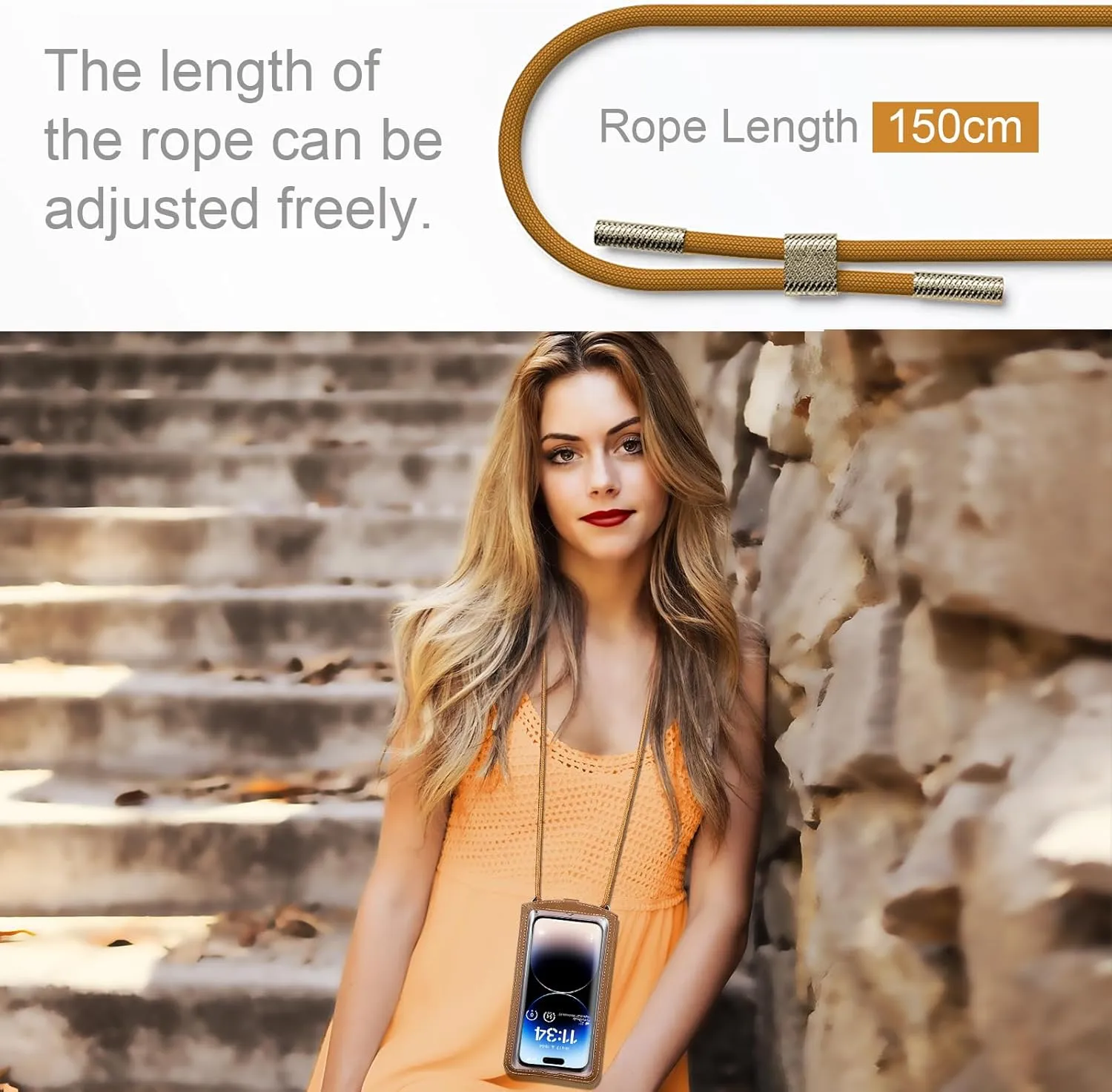 Small Crossbody Bag Cell Phone Purse for Women Men Leather Mini Shoulder Bag Wallet Case with Card Holder Slot Necklace Lanyard for All Smartphones iPhone Samsung Google Moto up to 7.3" Brown