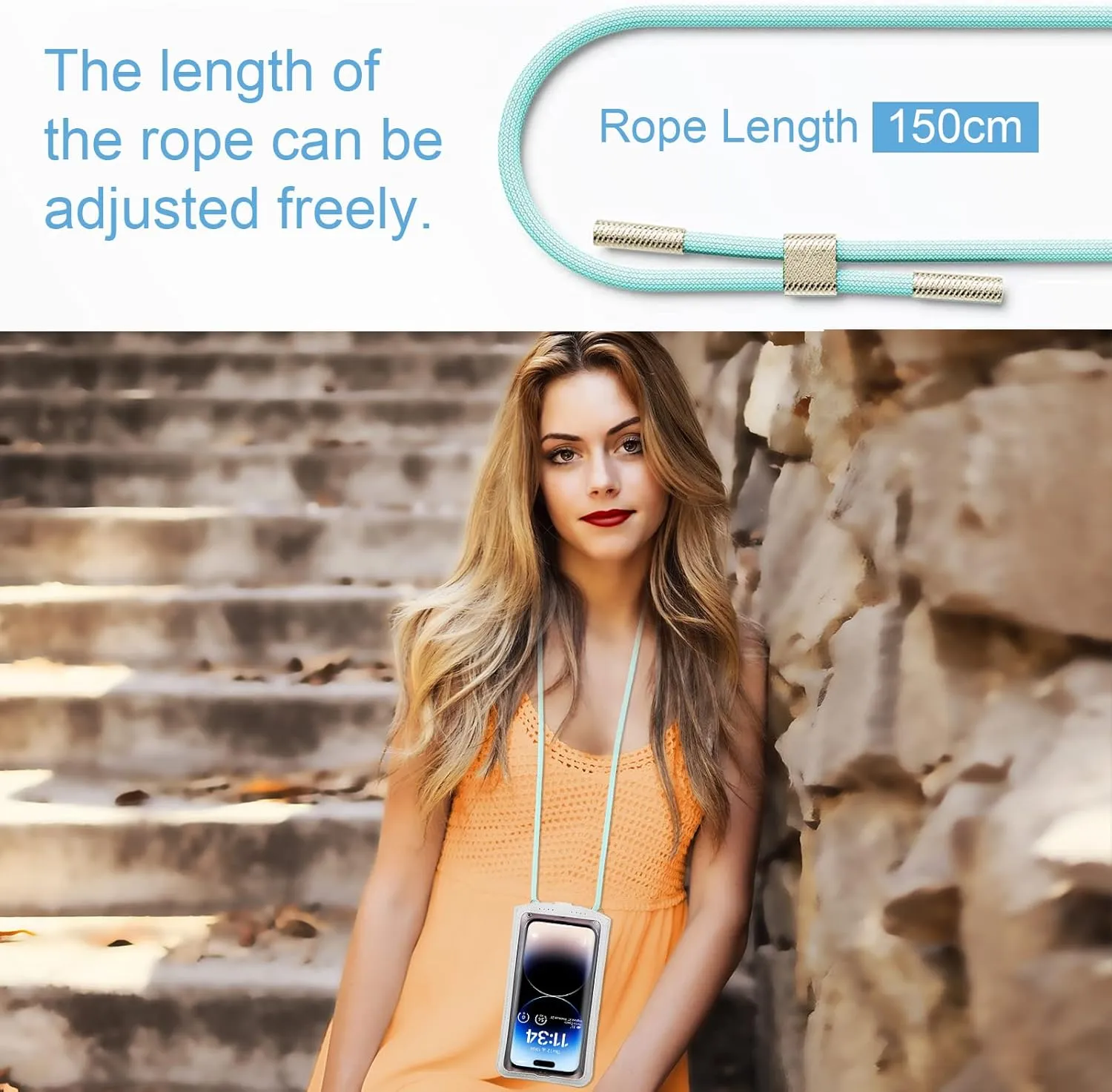 Small Crossbody Bag Cell Phone Purse for Women Men Leather Mini Shoulder Bag Wallet Case with Card Holder Slot Necklace Lanyard for All Smartphones iPhone Samsung Google Moto up to 7.3" White