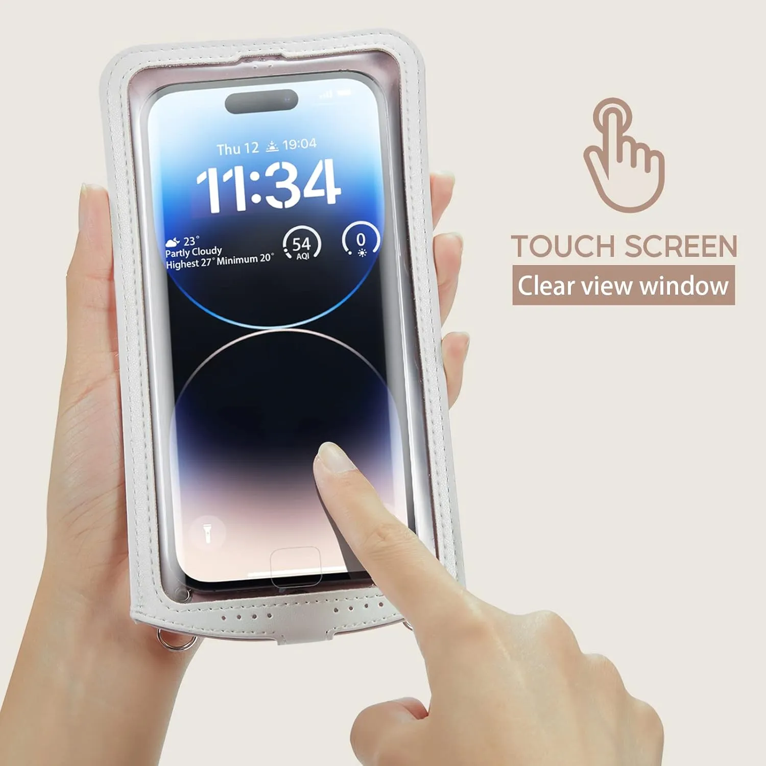 Small Crossbody Bag Cell Phone Purse for Women Men Leather Mini Shoulder Bag Wallet Case with Card Holder Slot Necklace Lanyard for All Smartphones iPhone Samsung Google Moto up to 7.3" White