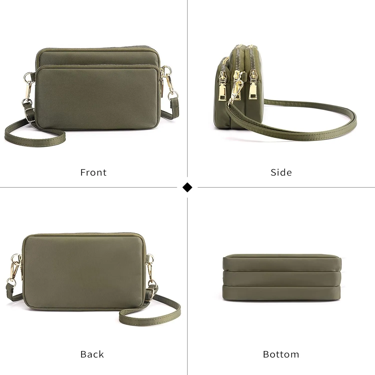 Small Crossbody Bag for Women Lightweight Shoulder Handbag Wallet Purse Ladies Nylon Cell Phone Bags With Zip