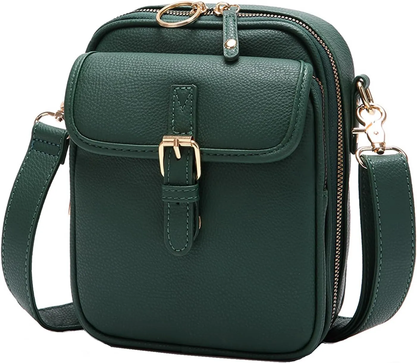 Small Crossbody Bag for Women Men Leather Fanny Pack RFID Chest Bag for Travel (Green)