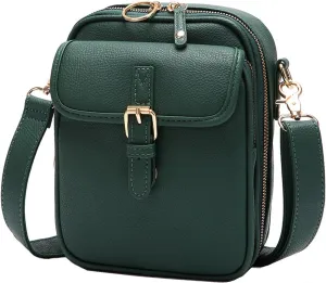 Small Crossbody Bag for Women Men Leather Fanny Pack RFID Chest Bag for Travel (Green)
