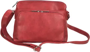 Small Multi-pocket Faux Soft Leather Cross Body Purse with Side Organizer